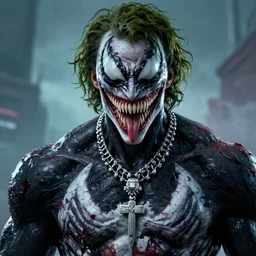 venom as the joker dreamlike with jewelry character art hyperdetailed 8 k realistic frostbite 3 engine cryengine dof trending on artstation