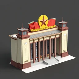 a detailed 3 d model of a building in jiangxi architecture style