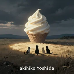 album cover art for minimalist ice cream cats by akihiko yoshida