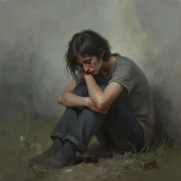 a lost soul, regretting the past, missing the past, feeling lonely. artwork, detailed painting, 3 d, 4 k, trending on artstation