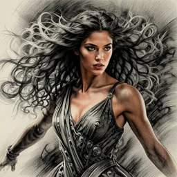 portrait, goddess of eternal beauty and Power , Dynamic lighting, cinematic, establishing shot, extremely high detail, photo realistic, cinematic lighting, pen and ink, intricate line drawings, post processed, concept art, artstation, matte painting, midjourney, style by alex ross, neal adam