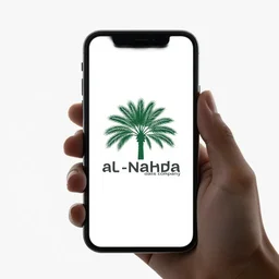 the logo of the al - nahda date palm company, minimalist, mobile app