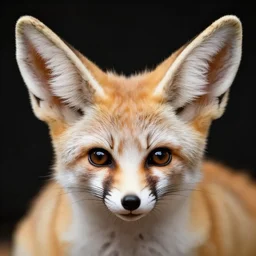 close-up portrait of a fennec fox, hyper-realistic, incredibly detailed, highly textured, very beautiful, high contrast studio lighting, 50mm lens