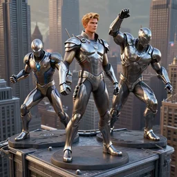 human character on the skyscrape roof, dc marvel moebius metal hurlant 3 d model, hyperrealistic photo render, comics. intricate background