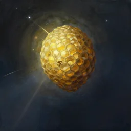 A digital painting of a meteor containing an insect hive, Wayne Barlowe Greg Rutkowski