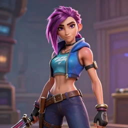 still of pretty Caitlyn (Arcane) in KDA More music video. 3d render, octane render, game art, realistic, highly detailed, trending on artstation, 4k, trending on artstation, pixar, cgsociety, unreal engine 5, redshift render, trending on artstation, blender, behance, cg