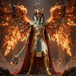 gothic fantasy character portrait, egyptian armor male warlock with burning!!!!! angel wings, ultra realistic, wide angle, intricate details, ruby dragon artifacts, sharp focus, highly detailed by peter mohrbacher, hajime sorayama, wayne barlowe, boris vallejo, aaron horkey, gaston bussiere, craig mullins