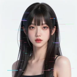 biomorphic asian girl glitch art