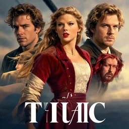 3 d vfx - movie poster - art of taylor swift in the titanic, art style by stanley artgem lau, drew struzan, & ernie barnes, unreal engine render, digital illustration, sharp, intricate detail, volumetric lighting, ray tracing, soft light, colourful, pinterest, artstation, behance