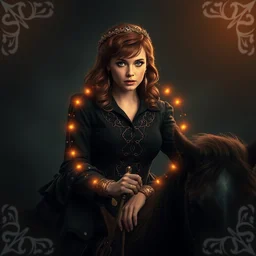 symmetry!! portrait of christina hendricks riding a horse in peaky blinders, glowing lights!! intricate, elegant, highly detailed, digital painting, artstation, concept art, smooth, sharp focus, illustration, art by artgerm and greg rutkowski and alphonse mucha