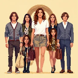 pixel art, collage of people in the shape of sandra bullock