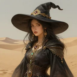 portrait of a young desert witch, intricate, fantasy, d & d, elegant, highly detailed, digital painting, artstation, concept art, smooth, sharp focus, illustration, art by artgerm and greg rutkowski and alphonse mucha, 8 k