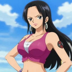 Nico Robin from One Piece. Screenshot. Art by Eiichiro Oda. Colorful. 4K.