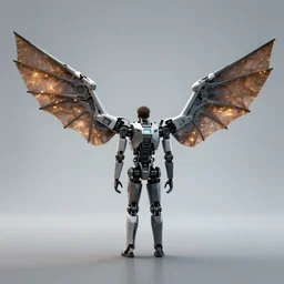 robotic wings attached to a man, National Geographic photo, as coherent as Dall-E 2