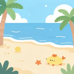 cartoony pastel beach wallpaper, trending on artstation