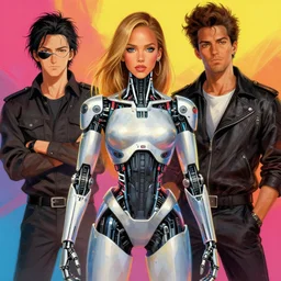 vibrant depiction of as a half cyborg that looks like jessica alba and ruth negga illustration by ruan jia and mandy jurgens and william - adolphe bouguereau artgerm 4 k digital a