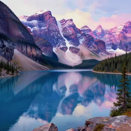 beautiful award winning synthwave painting of a canadian lake, extreme detail, mobile wallpaper, digital art, 4 k, ultra hd