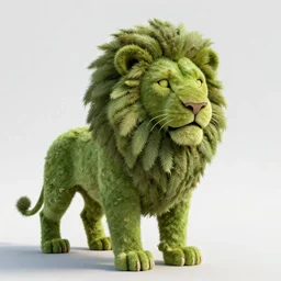 a green lion made of weed,trending on artstation