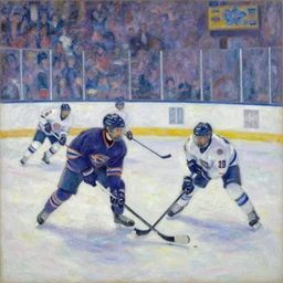 a hockey game, impressionist style, trending on artstation, style of Monet, Matisse,