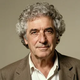 A vintage photo of an old handsome man with curly gray hair