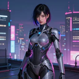 portrait futuristic female cyber warrior, on cyberpunk neon light tokyo rooftop, ssci - fi and fantasy, intricate and very beautiful, highly detailed and digital painting, concept art, smooth, illustration, art by rossdraws and taekwon kim / a - rang, luxearte and liya nikorov and rongzhen luo