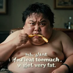 if you eat too much, you'll get very fat,, silly, highly detailed, sharp, cinematic, 8 k,