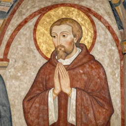 a priest praying. romanesque artwork
