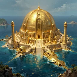 lost city of atlantis, water, gold, damaged, insanely beautiful and highly detailed concept art for a movie film still by terrence malick