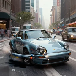 porsche in city, chaos, digital art,ultra realistic,ultra detailed,art by greg rutkowski