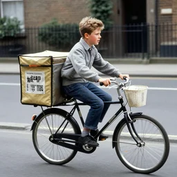 karl pilkington as a boy on his bike delivering newspapers, 1 9 8 7