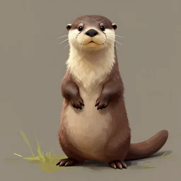 stylized digital art expressive furry art painting by blotch and rukis of an anthro otter full body