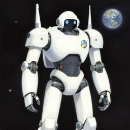 robot in space painted by shigeru komatsuzaki