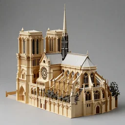paper model of the Notre Dame, hyperrealistic, very fine details, studio light, 8K, product photo, spotlight