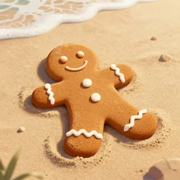 a little gingerbread man made of sand, on huge beach, close - up, highly detailed, digital art by wlop, deviantart contest winner, fantasy art, digital illustration, digital painting, photoillustration