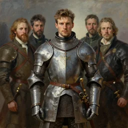 a strong and handsome knight, oil painting, by Edgar Maxence and Ross Tran and Michael Whelan and greg rutkowski