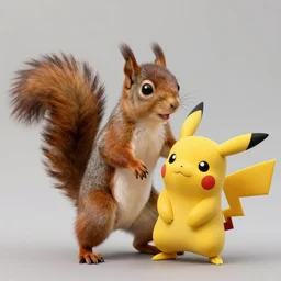 an albino squirrel dances with pikachu, fantasy, intricate, highly detailed, digital painting, hyperrealistic, artstation, concept art, sharp focus, illustration