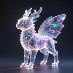 this creature is a beautiful hologram that shimmers and glows in a myriad of colors. it is ethereal and otherworldly, and seems to defy the laws of physics 3 d octane render, artstation, andrew krivulya