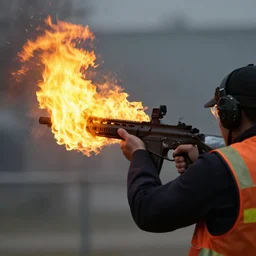 someone with fire arms on fire
