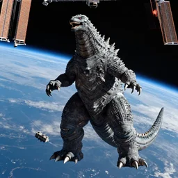 giant kaiju seem from the international space station