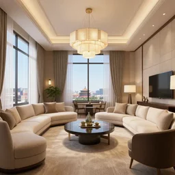 a Pixar rendering of a room in a 5 star suite in Beijing