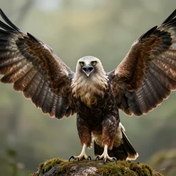 terrifying hyperrealistic harpy opening her wings in shades if nature highly detailed sharp focus cinematic detailed