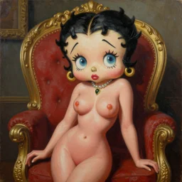 low brow oil painting of betty boop by von franco, oil on canvas, exquisitely intricate details, surrealism, sexy, risque, neoclassicism, renaissance, hyper realistic, ultra detailed, cell shaded, 8 k