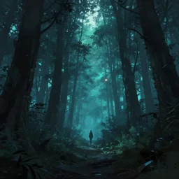 lost in the cyberpunk forest, digital art, artstation