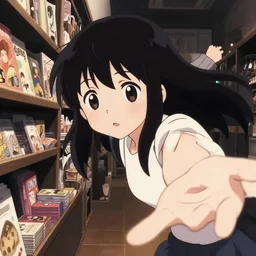 anime visual, low light portrait of a curious young woman shopping in akihabara, cute face by ilya kuvshinov, yoh yoshinari, dynamic pose, dynamic perspective, contrast, cel shaded, flat shading mucha, rounded eyes, kyoani, natsume yuujinchou, smooth facial features, gits anime