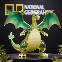 national geographic professional photo of glass charizard, award winning, 8 k