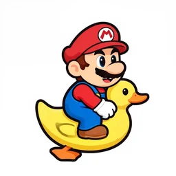 vector logo of mario riding a duck