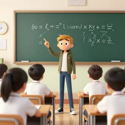 “ a render of baldi in a school teaching students math ”