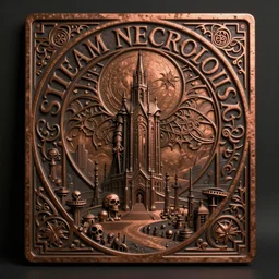 steam necropolis, memento mori, gothic, neo - gothic, art nouveau, hyperdetailed copper patina medieval icon, philippe druillet, ralph mcquarrie, concept art, steampunk, unreal engine, detailed intricate environment, octane render