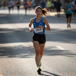 beautiful girlfriend in a marathon