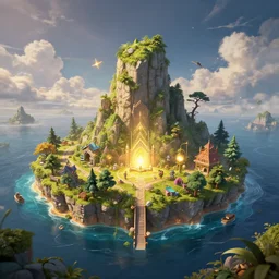 magical island, art station, volumetric lighting, beautiful, sharp focus, ultra detailed, concept art